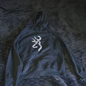 Browning Black Crewneck Hoodie with Silver Logo